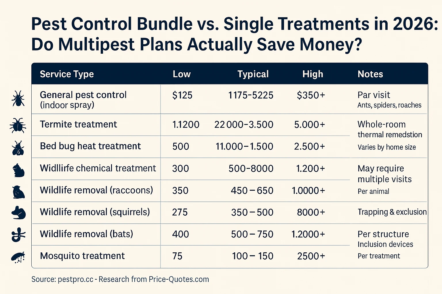 Pest Control Bundle vs. Single Treatments in 2026: Do Multipest Plans Actually Save Money? - Data Visualization